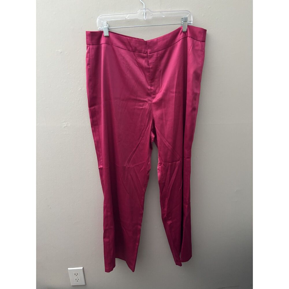 Shein Hot Pink Satin Wide Leg Trousers Pants Size 1X